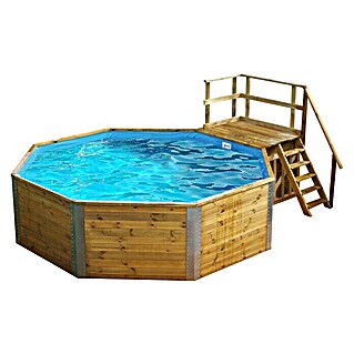 Weka Holz-Pool Acapulco II (L x B x H: 571 x 471 x 116 cm, Braun/Blau, 18 200 l)