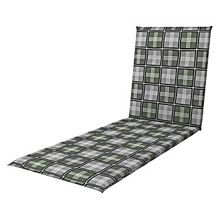 Doppler Gartenmöbel-Auflage Motion (Grau Grün Kariert, L x B x H: 195 x 60 x 8 cm, Liegenauflage, Baumwoll-Polyester-Mischgewebe)