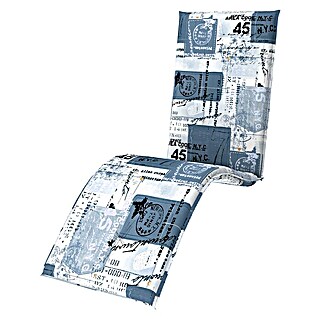 Doppler Gartenmöbel-Auflage Match (Blau, L x B x H: 170 x 48 x 6 cm, Relaxsesselauflage, Baumwoll-Polyester-Mischgewebe)
