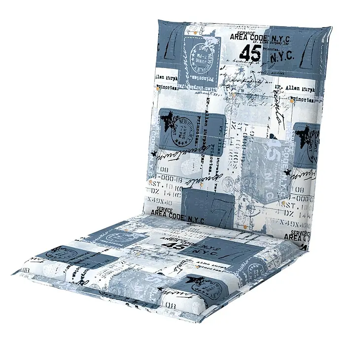 Doppler Liegenauflage Match - Niederlehner, 100 x 48 x 6 cm, Baumwoll-Polyester-Mischgewebe, Blau - Gepolsterte Stuhlauflage mit trendigem New York Design für mehr Komfort und Stil.