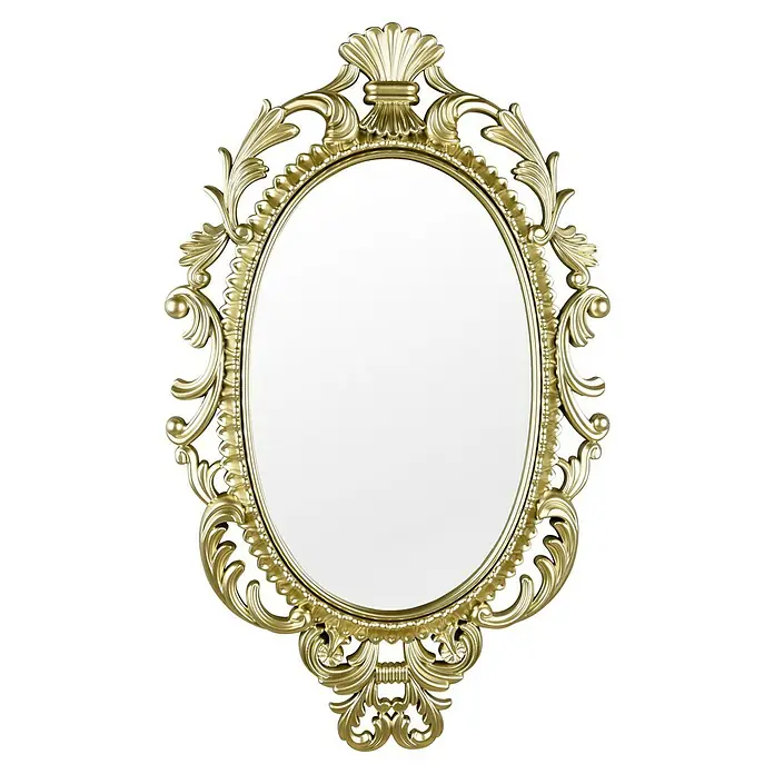 Wandspiegel Trixi - 44,5 x 73 cm, Gold - Eleganter goldener ovaler Spiegel mit dekorativem Rahmen. Perfekt als Blickfang in jedem Raum und zur stilvollen Wanddekoration.