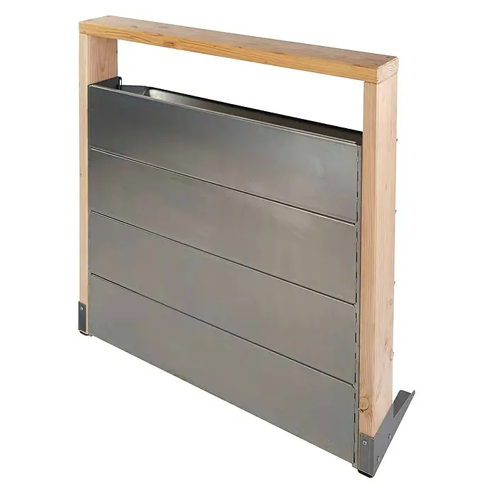Bellissa Hochbeet Inalto M4 - 100 x 32 x 100 cm, Stahl, Silber/Hellbraun - Metall-Pflanzkasten mit Holzrahmen, ideal für Garten oder Terrasse. Das schlichte Design fügt sich nahtlos in jede Umgebung ein und bietet Platz für Pflanzen.