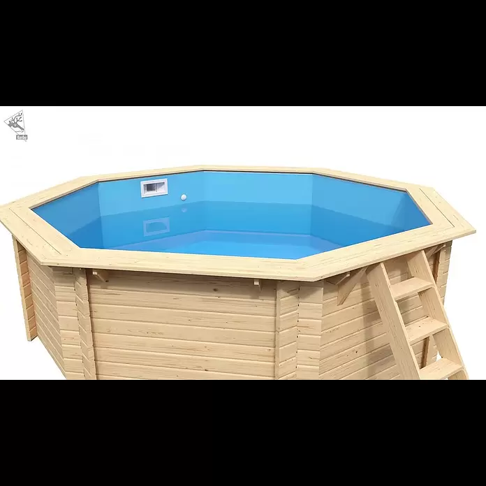 Karibu Holz-Pool Orlando Größe 1 - L x B x H: 400 x 400 x 124 cm, Naturbraun, 11.000 l, Ohne Poolterrasse - Karibu Pool Modell 1A