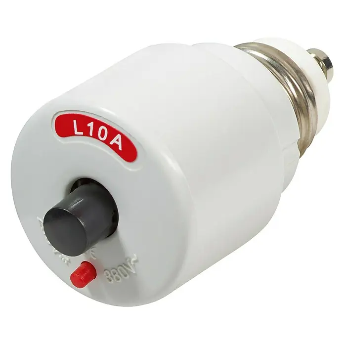 Schraubautomat - 10 A, 230 V - 400 V - Aufnahme eines L10A-Sicherungsautomaten in Weiß mit schwarzem Knopf und roter Anzeige.