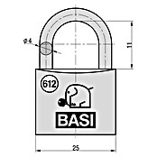 Basi Vorhängeschloss VHS 612 (Breite: 25 mm, Bügelstärke: 4 mm, Material Bügel: Stahl) | BAUHAUS