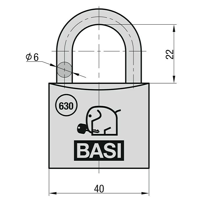 Basi Vorhängeschloss VHS 630 (Bügelstärke: 6 mm, Material Bügel: Stahl) | BAUHAUS