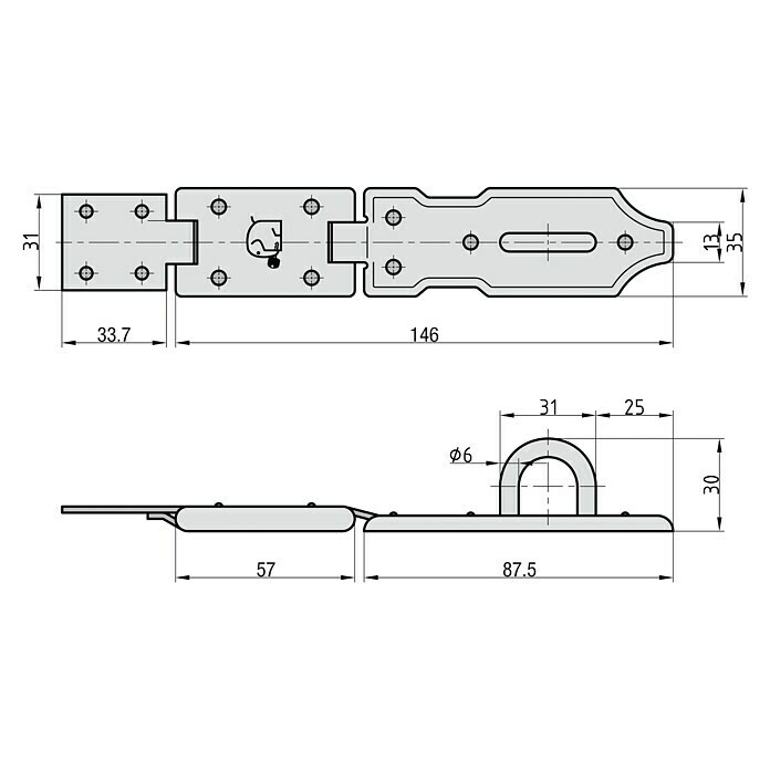 Basi Sicherheitsüberfalle SF 10L x B: 140 x 35 mm, Verzinkt Sketch