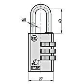 Basi Zahlenschloss VHS 622 (L x B: 40 x 27 mm, Bügelstärke: 5 mm, Messing) | BAUHAUS