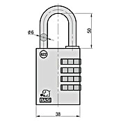 Basi Zahlenschloss VHS 622 (L x B: 50 x 38 mm, Bügelstärke: 6 mm, Messing) | BAUHAUS