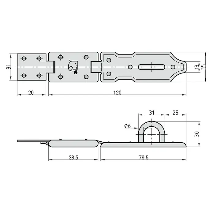 Basi Sicherheitsüberfalle SF 10L x B: 120 x 35 mm, Verzinkt