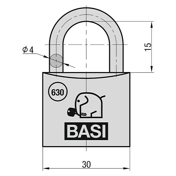 Basi Vorhängeschloss VHS 630Bügelstärke: 4 mm, Material Bügel: Stahl