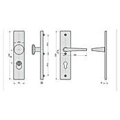 Basi Schutzbeschlag SB 7500 ES0 (Hauseingangstür, Aluminium, Türstärke: 38 mm - 45 mm, Knopf außen, Drücker innen, Mit Zylinderabdeckung) | BAUHAUS