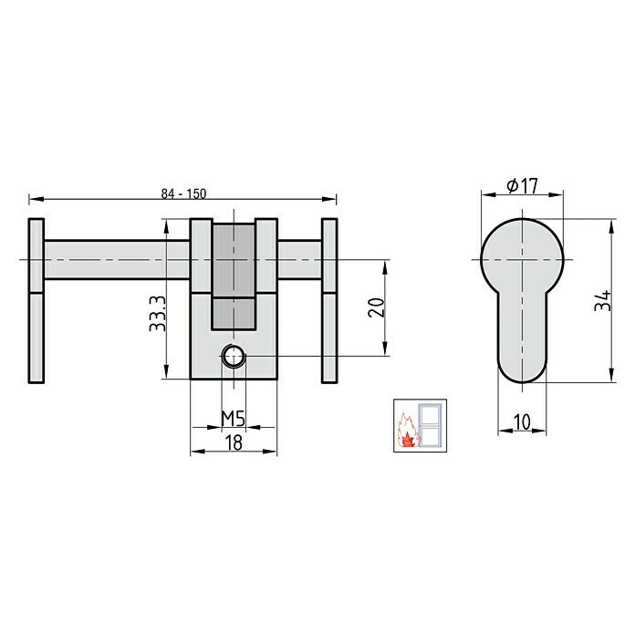 Basi Blindzylinder BZU 100 (Größenverstellbar, Stärke Tür: 84 mm - 150 mm) | BAUHAUS