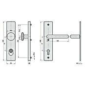 Basi Schutzbeschlag SB 7500 ES0 (Hauseingangstür, Edelstahl, Knopf außen, Drücker innen, Mit Zylinderabdeckung, Stärke Tür: 38 mm - 45 mm) | BAUHAUS