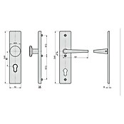 Basi Schutzbeschlag SB 7500 ES0 (Hauseingangstür, Aluminium, Türstärke: 50 mm - 70 mm, Knopf außen, Drücker innen, Ohne Zylinderabdeckung) | BAUHAUS