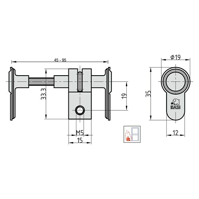 Basi Blindzylinder BZV 100 FS (Stärke Tür: 45 mm - 95 mm, Größenverstellbar) | BAUHAUS