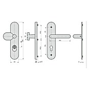 Basi Schutzbeschlag SB 7500 ES1 (Hauseingangstür, Edelstahl, Knopf außen, Drücker innen, Mit Zylinderabdeckung, Stärke Tür: 38 mm - 58 mm) | BAUHAUS