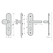 Basi Schutzbeschlag SB 7500 ES1 (Hauseingangstür, Aluminium, Knopf außen, Drücker innen, Ohne Zylinderabdeckung, Stärke Tür: 38 mm - 45 mm) | BAUHAUS