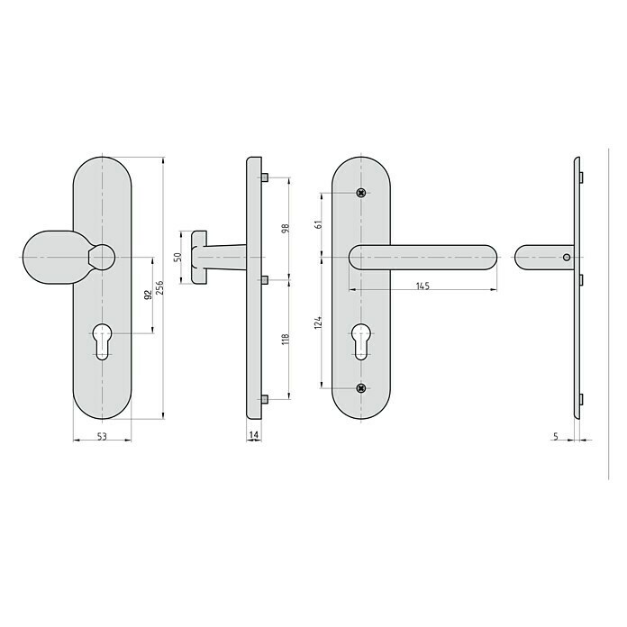 Basi Schutzbeschlag SB 7500 ES1 (Hauseingangstür, Edelstahl, Knopf außen, Drücker innen, Ohne Zylinderabdeckung, Stärke Tür: 50 mm - 70 mm) | BAUHAUS