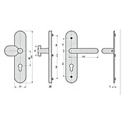 Basi Schutzbeschlag SB 7500 ES1 (Hauseingangstür, Edelstahl, Knopf außen, Drücker innen, Ohne Zylinderabdeckung, Stärke Tür: 50 mm - 70 mm) | BAUHAUS