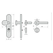 Basi Schutzbeschlag SBK 7500 ES1 Kombi (Hauseingangstür, Edelstahl, Knopf außen, Drücker innen, L-Form, Stärke Tür: 38 mm - 45 mm) | BAUHAUS