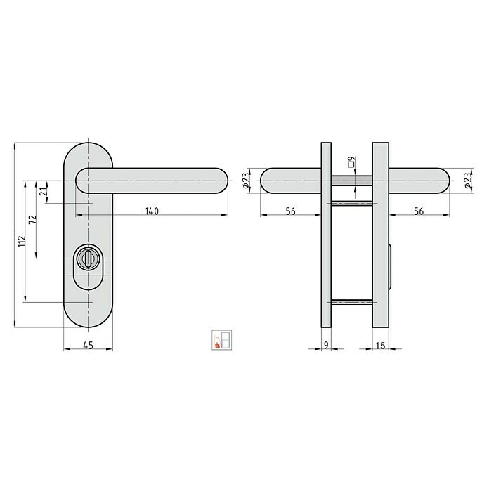 Basi Schutzbeschlag SB/FS 2200K ES1 (Feuerschutztür, Edelstahl, Türstärke: 44 mm - 66 mm, Drücker beidseitig, Mit Zylinderabdeckung) | BAUHAUS