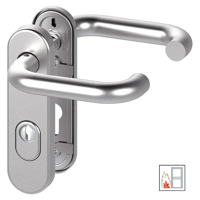 Basi Schutzbeschlag SB/FS 2200K ES1Feuerschutztür, Edelstahl, Drücker beidseitig, Mit Zylinderabdeckung, Stärke Tür: 44 mm - 66 mm