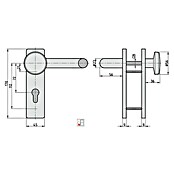 Basi Schutzbeschlag ZT/FS 2150 (Feuerschutztür, Schwarz, Türstärke: 44 mm - 66 mm, Knopf außen, Drücker innen, Eckig) | BAUHAUS