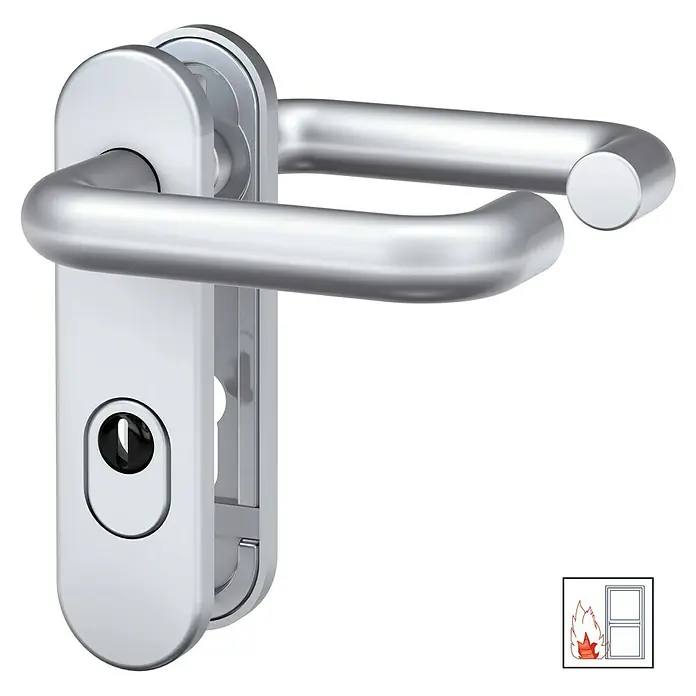 Basi Schutzbeschlag SB/FS 2200K ES1Feuerschutztür, Aluminium, Drücker beidseitig, Mit Zylinderabdeckung, Stärke Tür: 44 mm - 66 mm