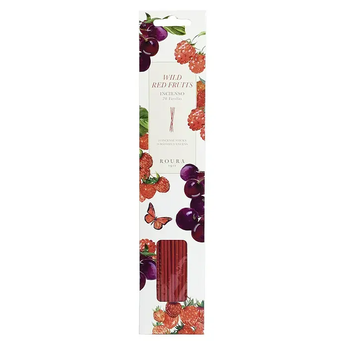Ceras Roura Conos de incienso aromático - Frutos rojos, 20 pzs. - Un paquete de incienso Roura Wild Red Fruits, con aroma a frutos rojos, para un ambiente frutal y agradable en casa.