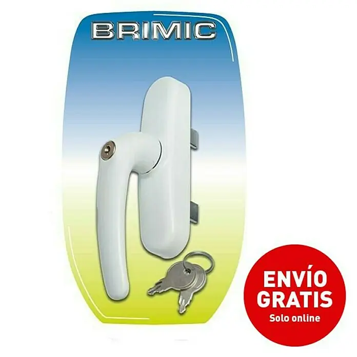 Micel Brimic Manilla para ventana 6830 - Largo: 26 cm, Negro, Aluminio, Número de llaves: 2 ud. - Un primer plano de un conjunto de manilla para ventanas BRIMIC con llaves. Ideal para la seguridad del hogar.