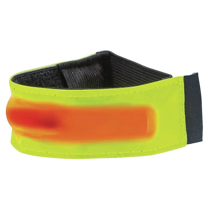 Abus LED-Armband Till - Gelb - Gelbes LED-Sicherheitsarmband mit orangefarbenem Streifen und Klettverschluss für bessere Sichtbarkeit bei Dunkelheit.