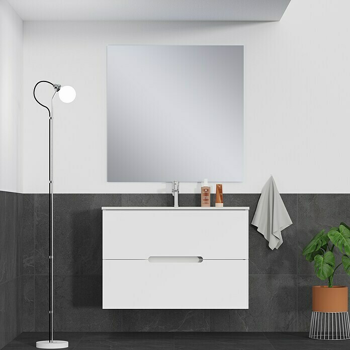 Mueble de lavabo India (L x An x Al: 39 x 80 x 54 cm, Blanco seda, Mate)