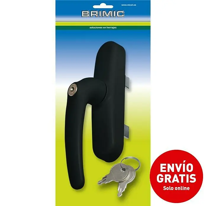 Micel Brimic Manilla para ventana 6830 - Largo: 26 cm, Negro, Aluminio, Número de llaves: 2 ud. - Maneta de ventana Brimic con llave, ideal para asegurar ventanas. Incluye material de montaje para una fácil instalación.