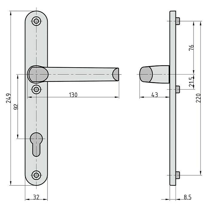 Basi Schmalrahmengarnitur SR 4100 PZ (Weiß, Profilzylinder PZ, Aluminium) | BAUHAUS