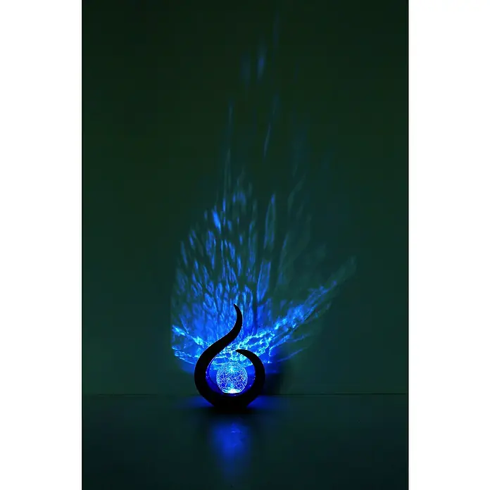 Globo Solar-Dekoleuchte - 0,06 W, L x B x H: 22,5 x 10 x 33,5 cm, Schwarz, IP44 - Dekorative Solarleuchte mit blauem Licht, die ein faszinierendes Muster an die Wand wirft, ideal für Garten und Terrasse.
