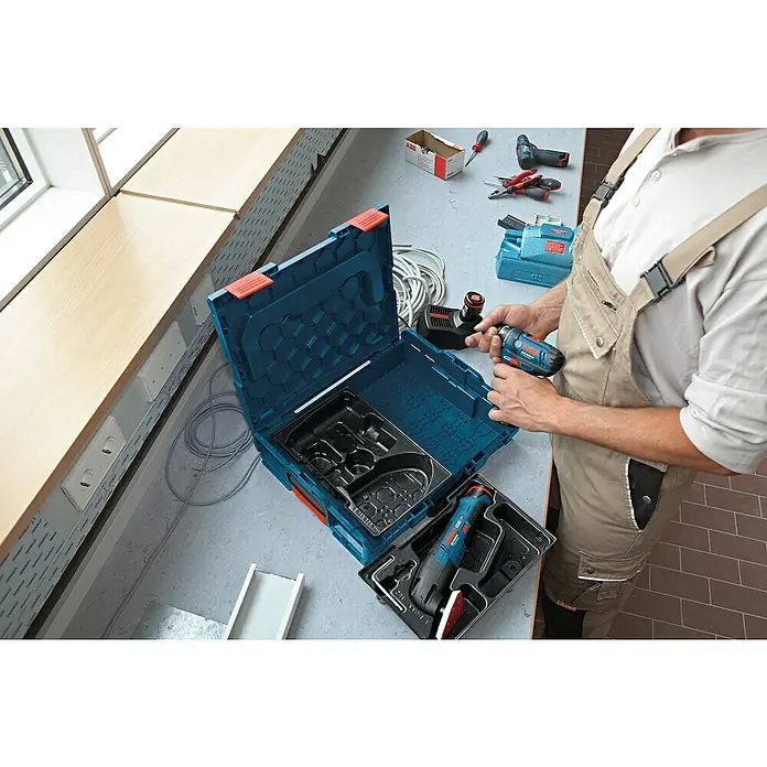 Bosch Professional Aufbewahrungseinlage für L-Boxx 136 - GDR/GSB/GSR 18V-LI HX Professional, 63 x 311 x 240 mm - Der Bosch Sortimo L-BOXX Koffer bietet flexible Aufbewahrung für Elektrowerkzeuge und Zubehör, ideal für Handwerker und Heimwerker.