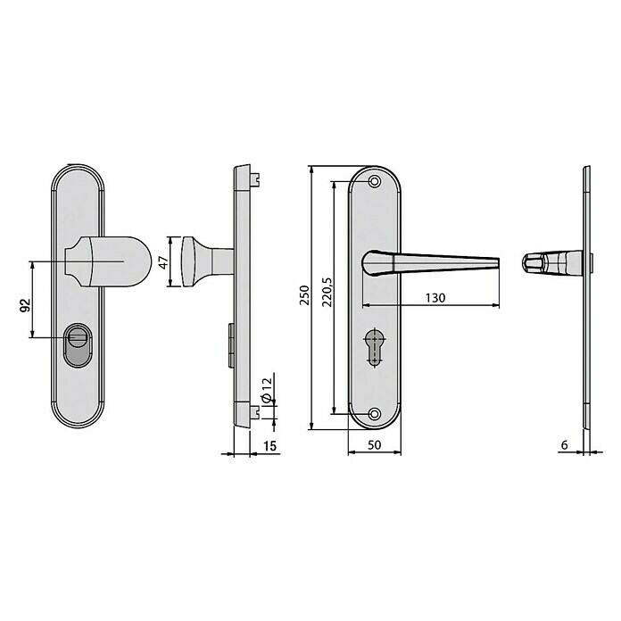 Basi Schutzbeschlag ES0 VMS (Hauseingangstür, Weiß, Distanznorm: 92 mm, Mit Zylinderabdeckung, Stärke Schild/ Rosette: 15 mm) | BAUHAUS