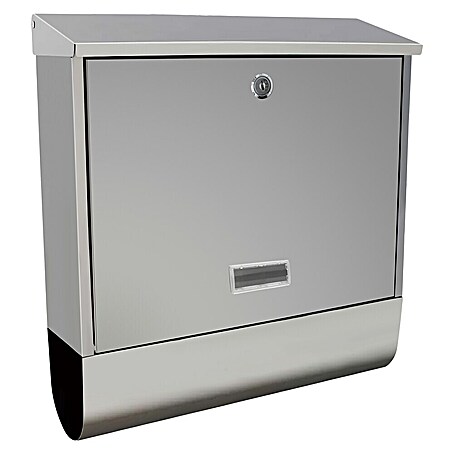 Portaferm Wandbriefkasten (L x B x H: 11,5 x 37 x 42 cm, Edelstahl, Metall, Zeitungsfach)