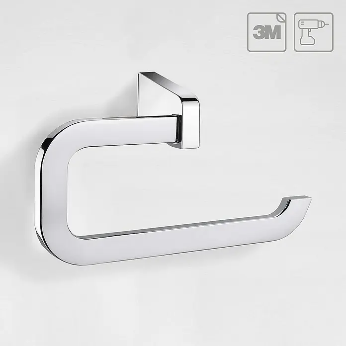 Creabath City Toallero de anilla - Ancho: 22,4 cm, Cromo, Resplandeciente - Un brillante portarrollos de papel higiénico cromado para montaje en pared. Accesorio de baño robusto y elegante.