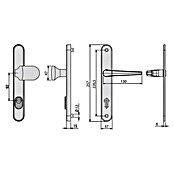 Basi Schmalrahmengarnitur ES0 VMS (Hauseingangstür, Silber, Mit Zylinderabdeckung, Knopf außen, Drücker innen, Stärke Schild/ Rosette: 15 mm) | BAUHAUS