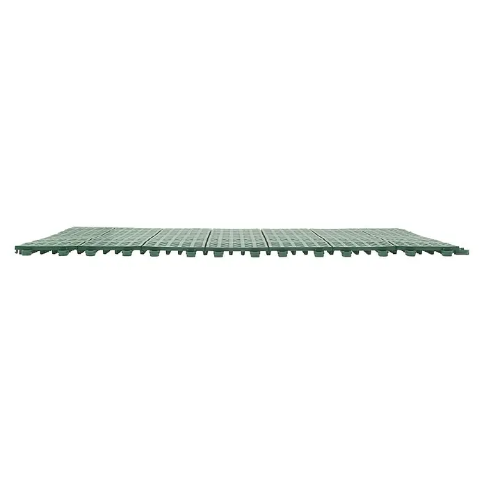 Klickfliese - Polyethylen, 55,5 x 55,5 x 1,1 cm, Grün, 9 Stk. - Grüne Kunststoff-Bodenfliesen mit quadratischen Aussparungen, ideal für Garagen, Terrassen oder Werkstätten. Robust und leicht zu reinigen.