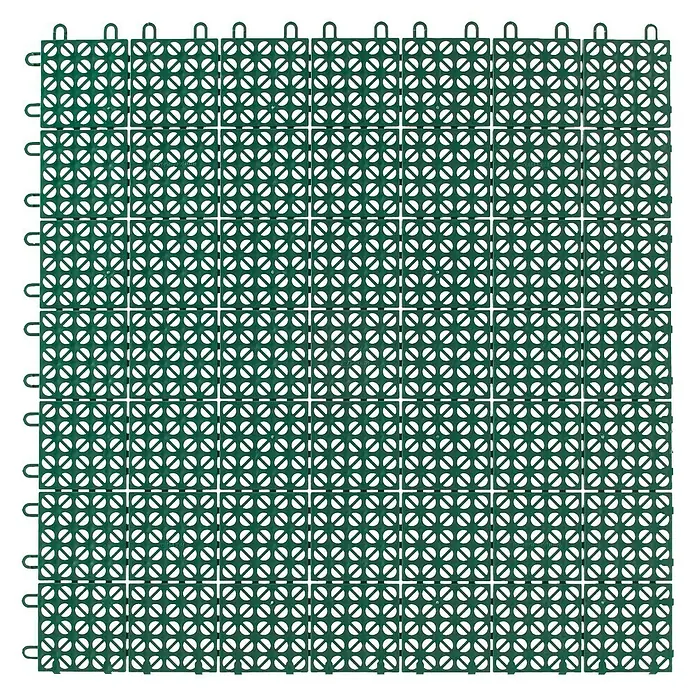Klickfliese - Polyethylen, 55,5 x 55,5 x 1,1 cm, Grün, 9 Stk. - Grünes Sportbodenfliesen-Set, ideal für Fitnessstudios oder Sportplätze, bietet Haltbarkeit und einfache Installation für vielfältige Aktivitäten.