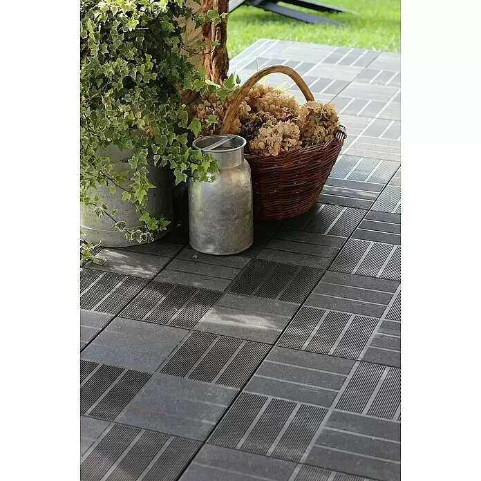 Klickfliese Mixtile - WPC, 40 x 40 x 4,5 cm, Anthrazit, 1 Stk. - Stimmungsaufnahme