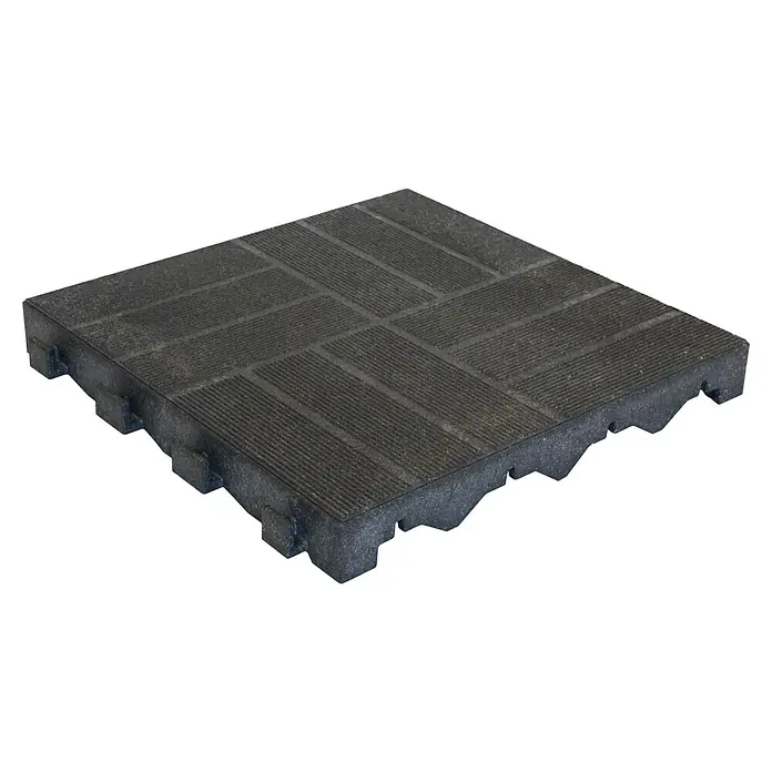 Klickfliese Mixtile - WPC, 40 x 40 x 4,5 cm, Anthrazit, 1 Stk. - Das Bild zeigt eine Bodenfliese aus Kunststoff mit geriffeltem Muster, ideal für den Außenbereich. Sie ist robust und einfach zu verlegen.