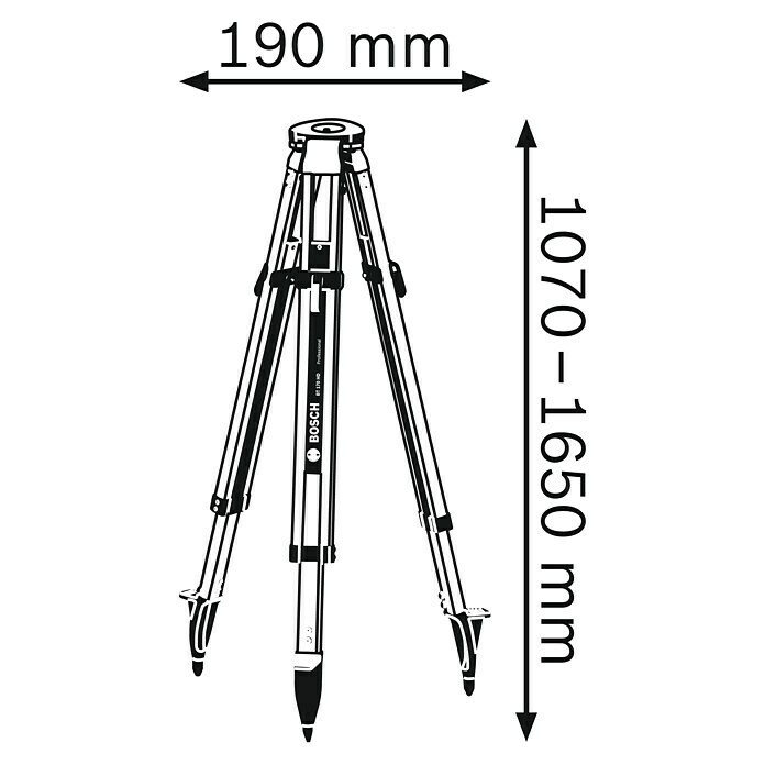 Bosch Professional Stativ BT 170 (Stativ-Gewinde: ⁵⁄₈″, Arbeitshöhe: 107 cm - 165 cm) | BAUHAUS