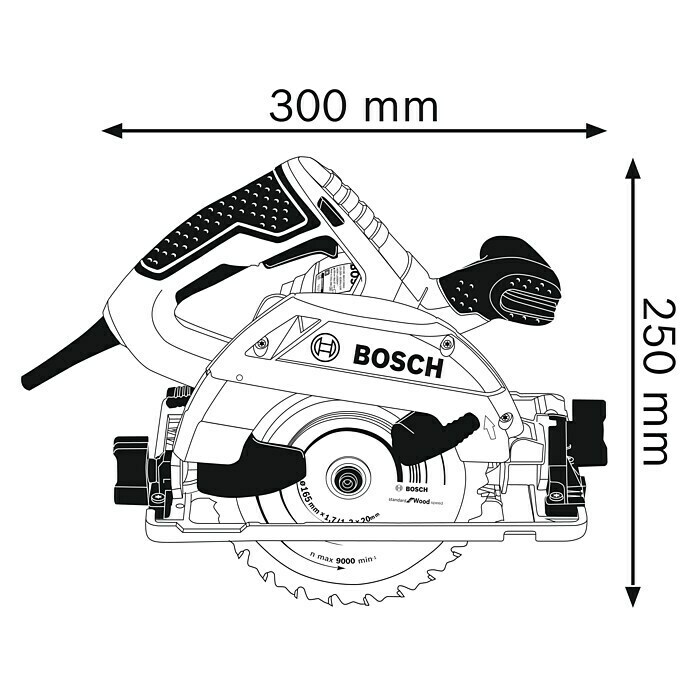 Bosch Professional Handkreissäge GKS 55+ GCE1.350 W, Leerlaufdrehzahl: 2.100 U/min - 4.700 U/min Sketch