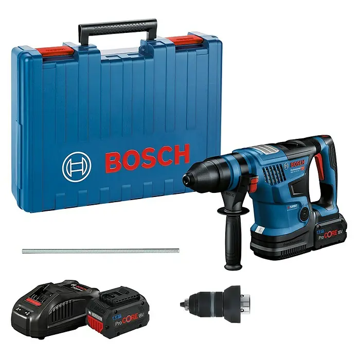 Bosch Professional AMPShare 18V Akku-Kombihammer GBH 18V-34 CF - 18 V, 2 Akkus, 8 Ah, 5,8 J - Bosch GBH 18V-26 Professional Akku-Bohrhammer mit Zubehör. Ein robustes und leistungsstarkes Werkzeug für Profis.