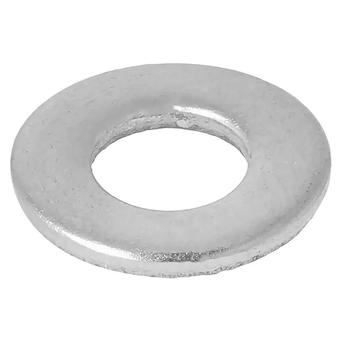 Profi Depot Unterlegscheibe A2 - Außendurchmesser: 9 mm, 100 Stk., Edelstahl - Nahaufnahme einer glänzenden Unterlegscheibe aus Metall. Ideal für Heimwerker- und Bauprojekte, bietet sicheren Halt und Schutz vor Beschädigungen.