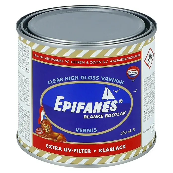 Epifanes Klarlack - 500 ml - Epifanes Klar Hochglanz Bootslack Dose, 500 ml. Ideal für hochwertige Lackierungen mit UV-Schutz und exzellentem Glanz.